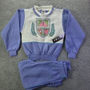 Vintage Our Girl Health-tex Girls Purple White Sweatsuit Set NWT Size 8 USA Made